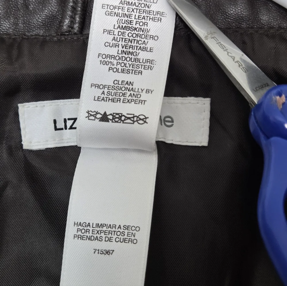 Liz Claiborne brown leather vest zip up large - Picture 4 of 10